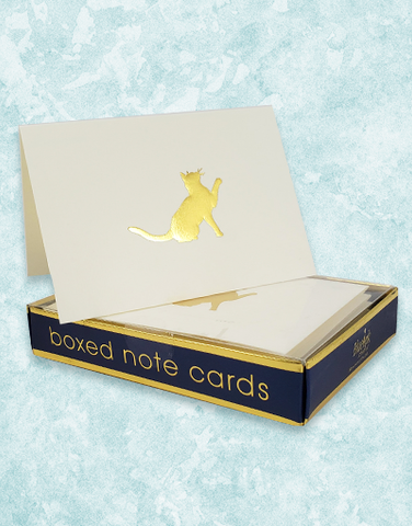 Golden Cat Embossed Note Cards