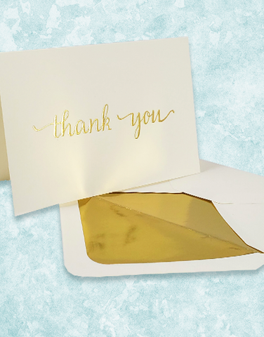 Golden Thank You Embossed Note Cards