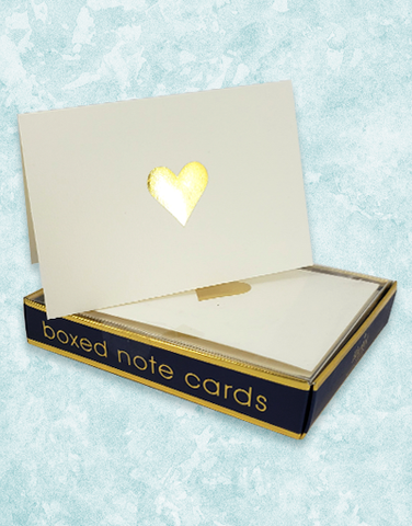 Golden Heart Embossed Note Cards