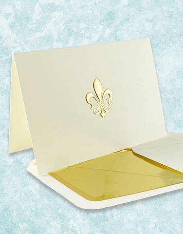 Golden Fleur de Lis Embossed Note Cards