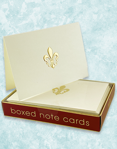 Golden Fleur de Lis Embossed Note Cards