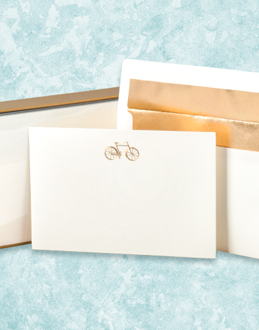 Golden Bicycle Flat Correspondence Cards