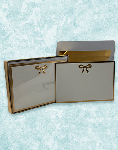 Gold Bow Flat Correspondence Cards