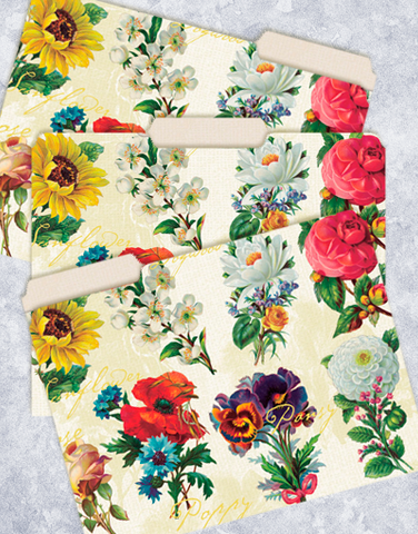 Antique Floral File Folders