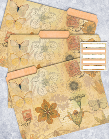 Butterfly Botanical File Folders