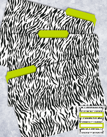 Zebra Green File Folders