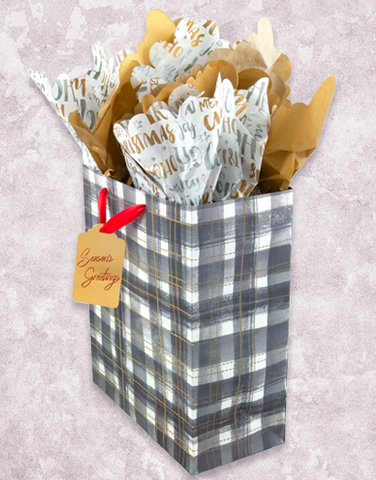 Accented Plaid Gold (Garden) Gift Bags