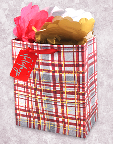 Accented Holiday Plaid (Garden) Gift Bags