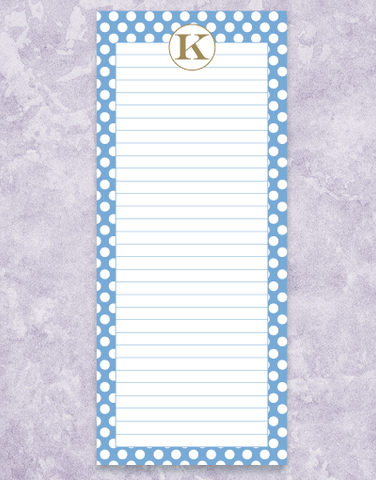 Simple Dots Monogram K Shopping List Pad