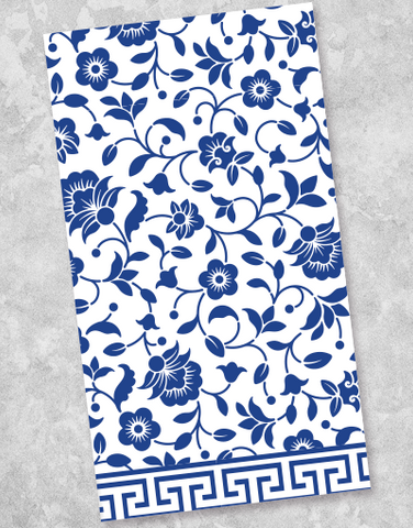Blue and White Floral Guest Towel Napkins (36 Count)