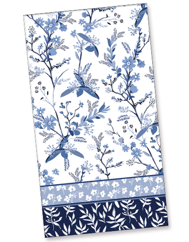 Blue Botanical Floral Guest Towel Napkins (36 Count)