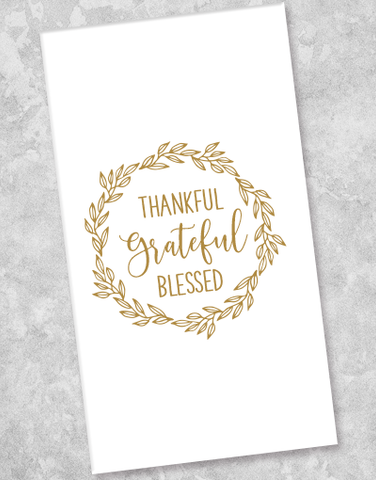 Thankful Blessings Metallic Guest Towel Napkins (40 Count)