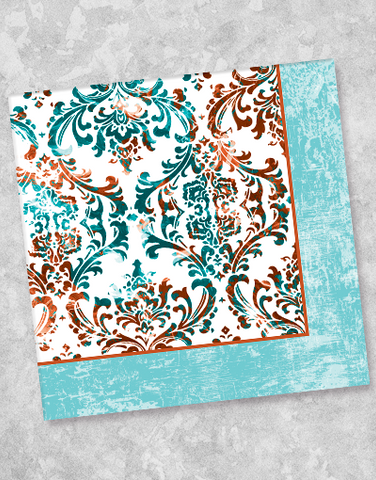 Teal & Rust Luncheon Napkins (44 Count)