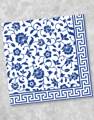Blue and White Floral Luncheon Napkins (44 Count)