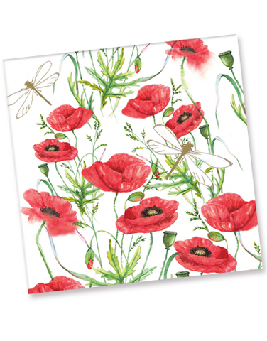 Poppies & Dragonflies Luncheon Napkins (44 Count)