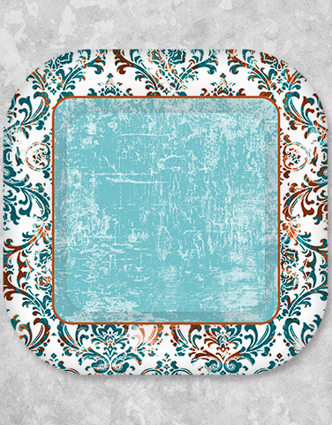 Teal & Rust Dinner Plates (24 Count)
