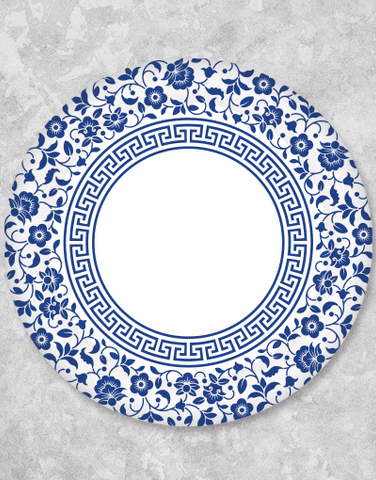 Blue and White Floral Dinner Plates (24 Count)