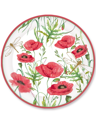 Poppies & Dragonflies Dinner Plates (24 Count)