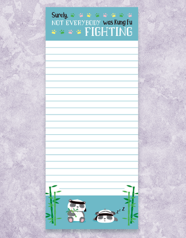 Kung Fu Fighting Shopping List Pads