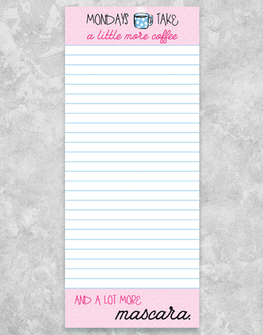 Coffee and Mascara Shopping List Pads