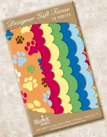 Paw Prints Scalloped Tissue Paper