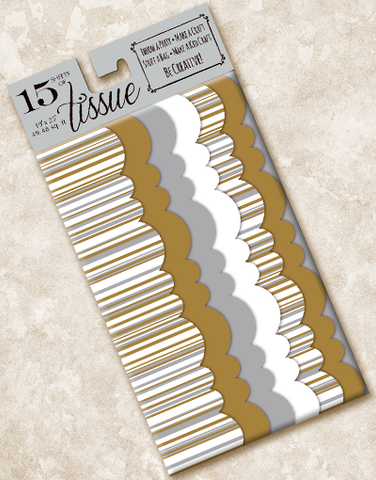 Gold and Silver Stripe Scalloped Tissue Paper