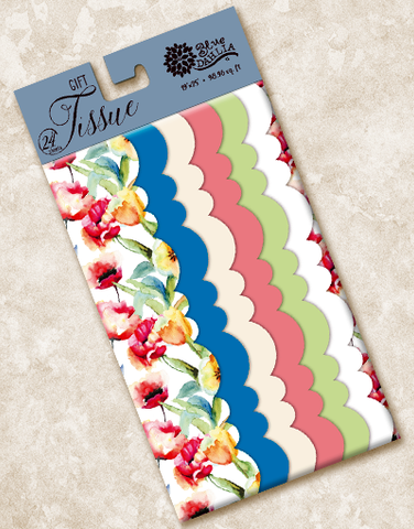 Watercolor Floral Scalloped Tissue Paper
