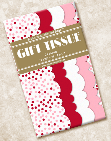 Red & Pink Dots Scalloped Tissue Paper