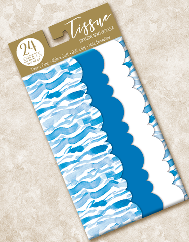 Watercolor Waves Scalloped Tissue Paper