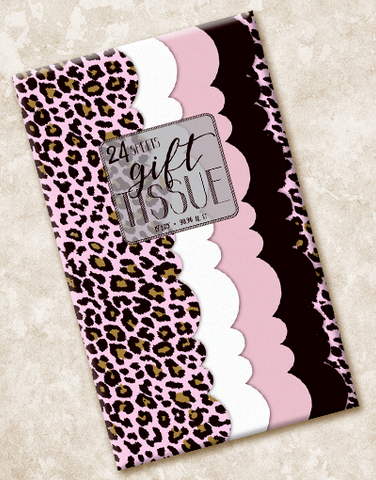 Pink Leopard Scalloped Tissue Paper