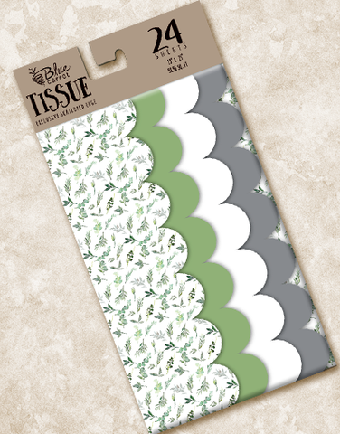 Watercolor Greenery Scalloped Tissue Paper