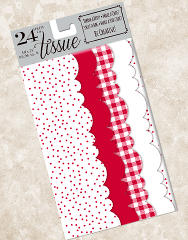 Simply Red Checked Scalloped Tissue Paper