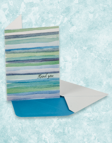 Watercolor Stripe Thank You Note Cards