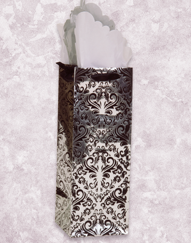 Shimmering Damask Wine Bags